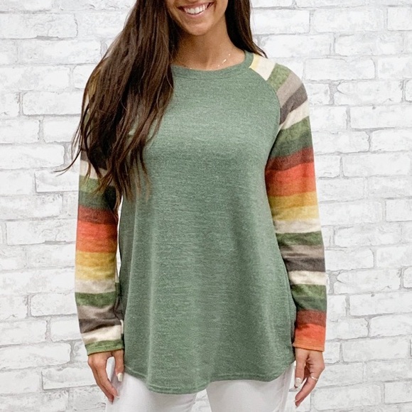 Striped Sage Top - Picture 1 of 1